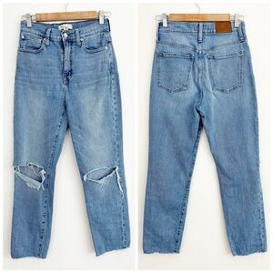 Madewell The High Rise Slim Crop BoyJean Knee Rip Distressed Edition Jeans  24